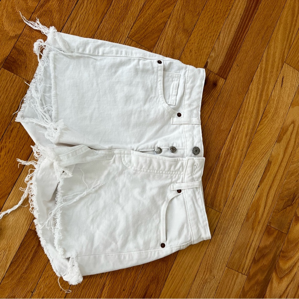Old Navy White Jean Shorts Frayed Hem
